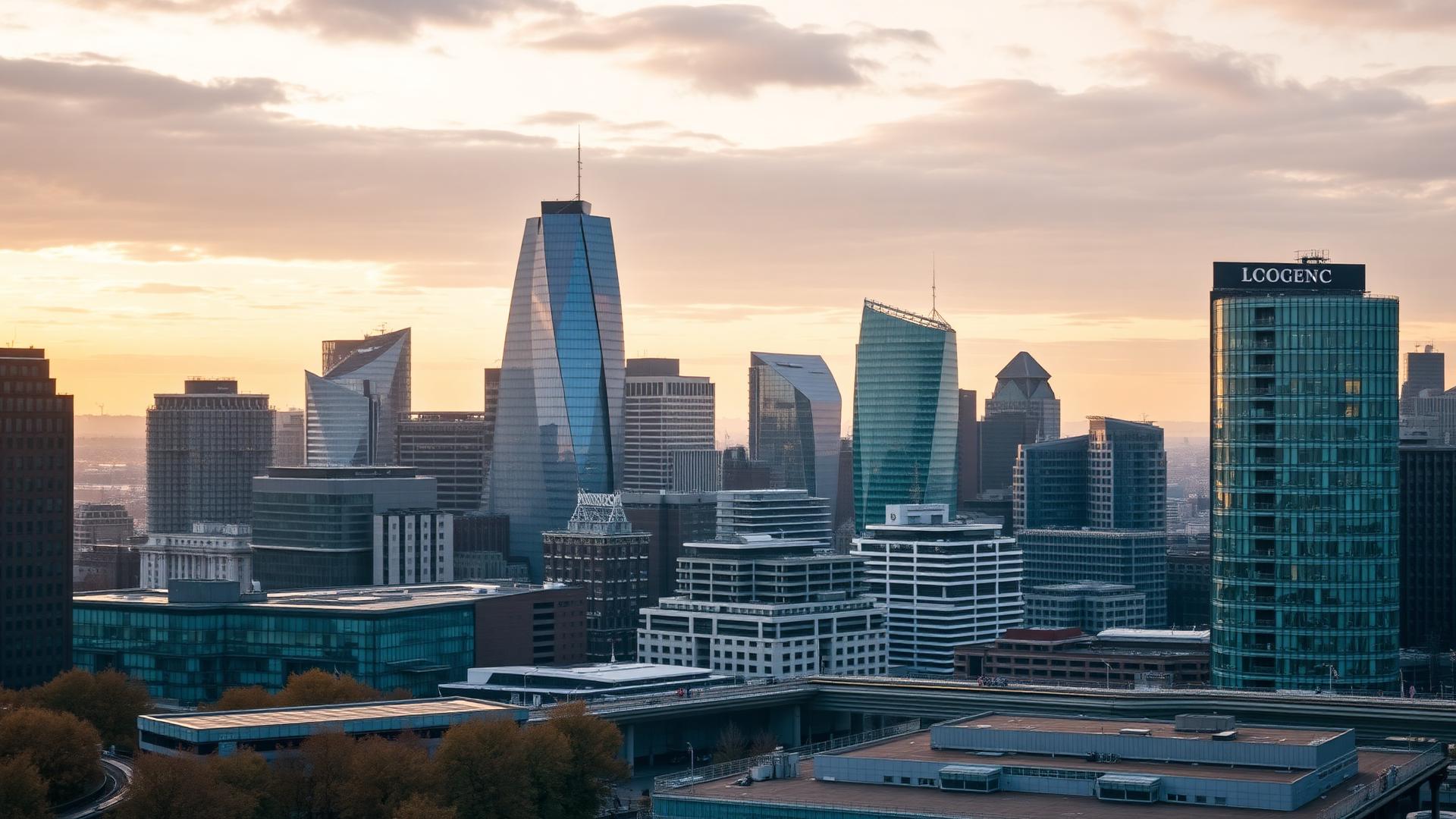 London financial district at golden hour